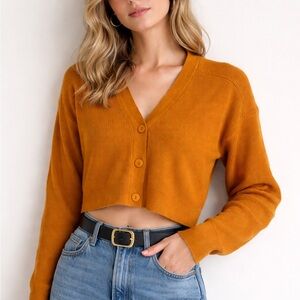 Zara Women's V-Neck Mustard Sweater